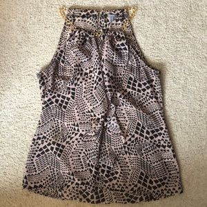 Patterned High Neck Tank Top